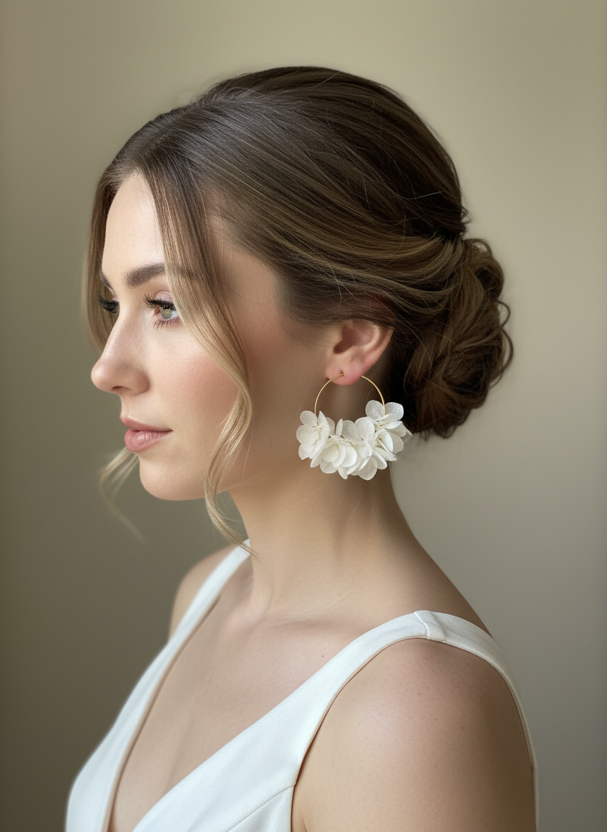 Femme portant les créoles Alice taille moyenne