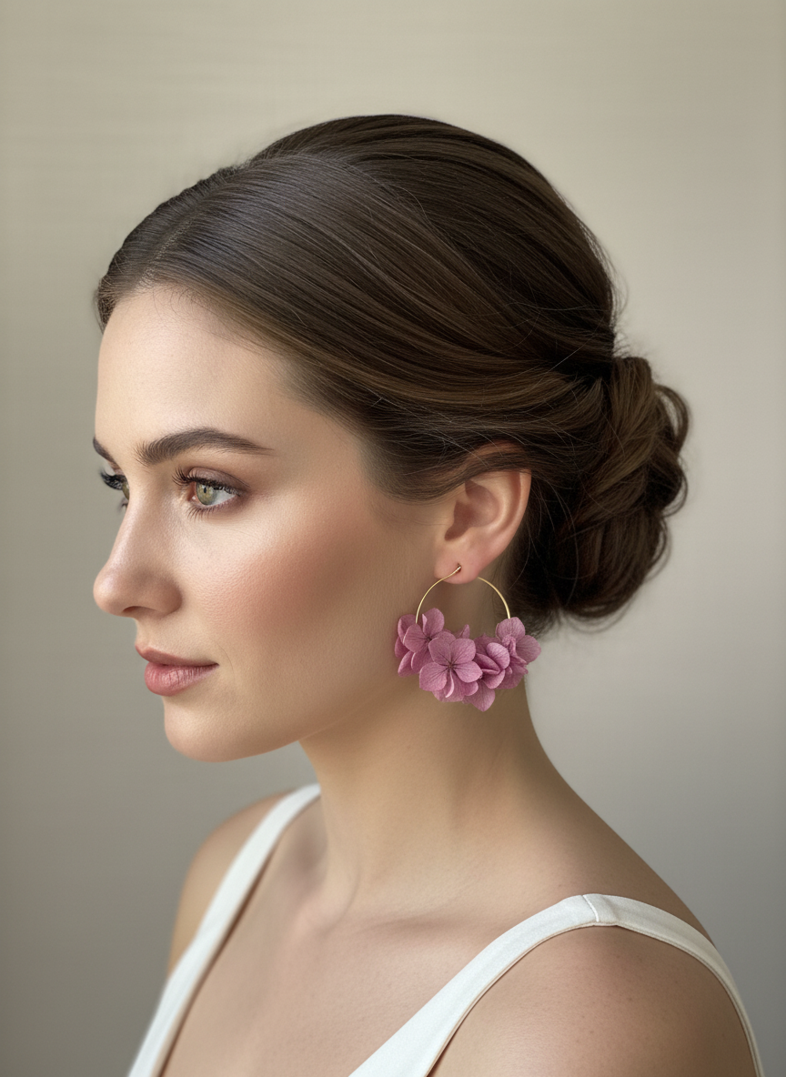 Femme portant les petites créoles Flora