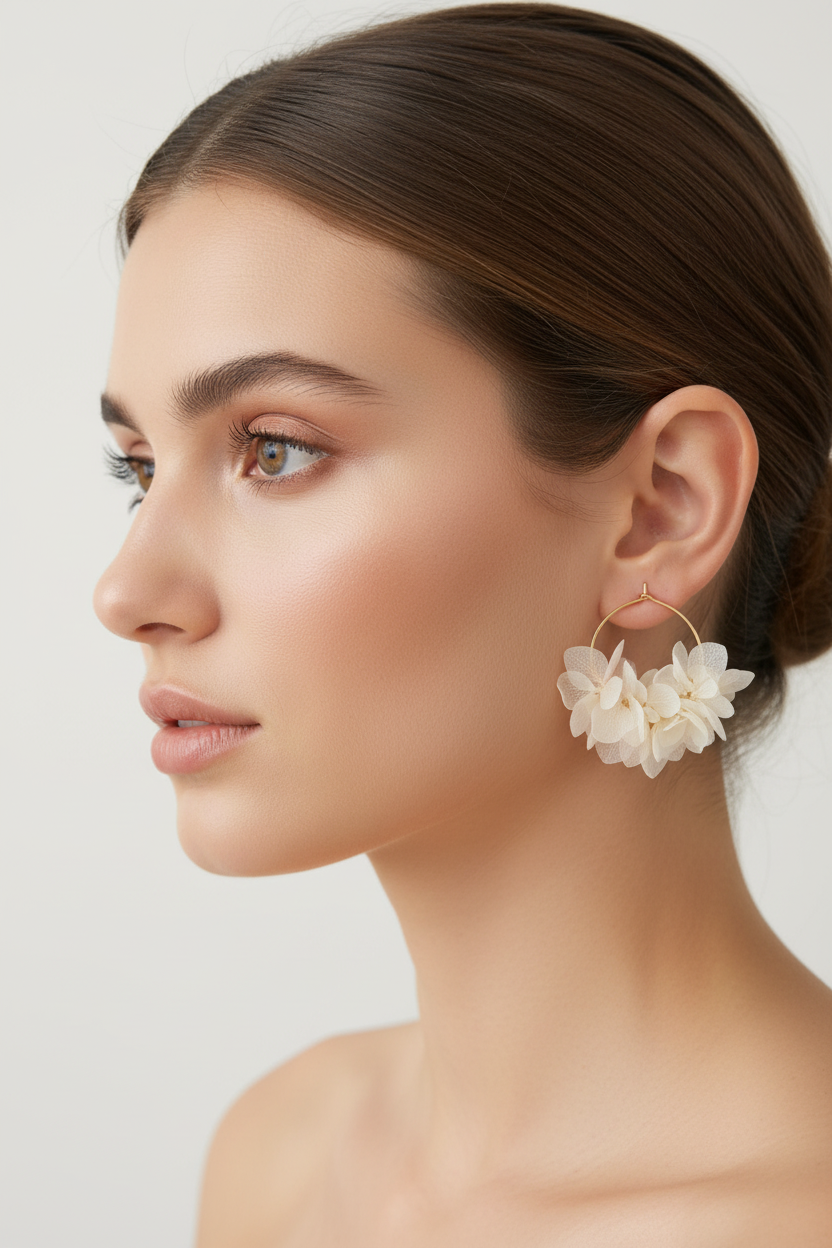 Jeune femme portant les boucles d'oreilles Margot